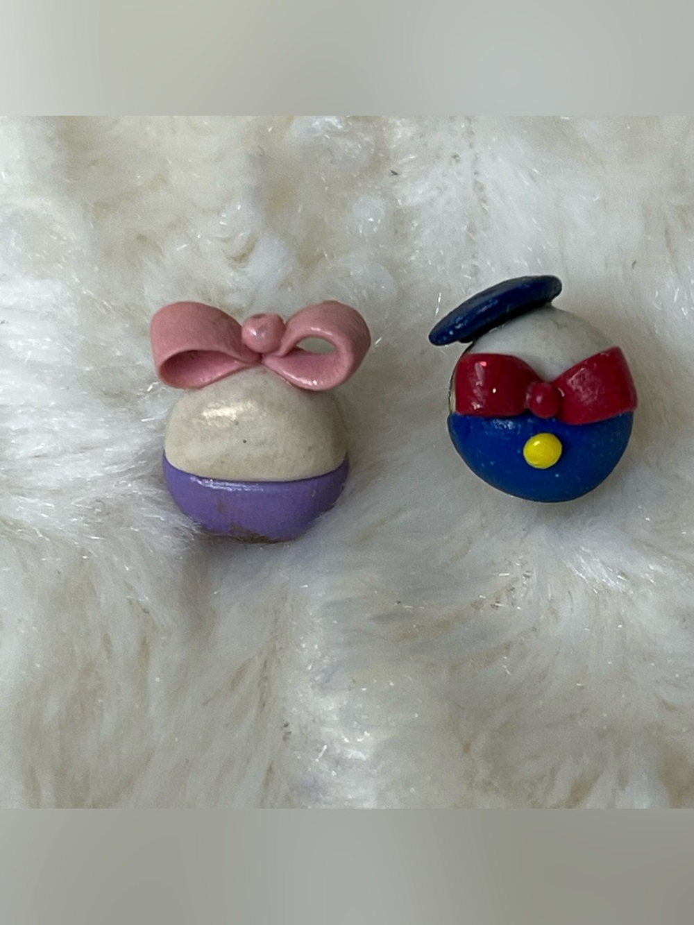 Handmade Disney Donald & Daisy Duck Clay Earrings